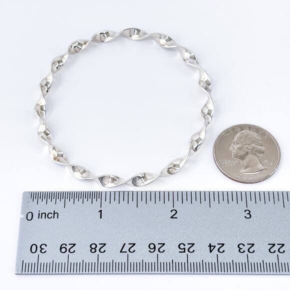 Vintage Sterling Silver 925 Twisted Bangle Bracelet 7.25” - Picture 7 of 7